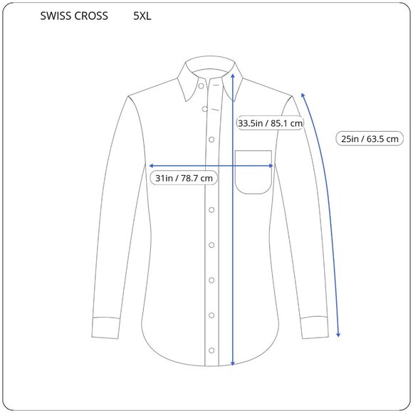 Swiss Cross Mens Shirt 5XL Long Sleeve Collar Button Up Casual Gray PLA100XE - Picture 2 of 9